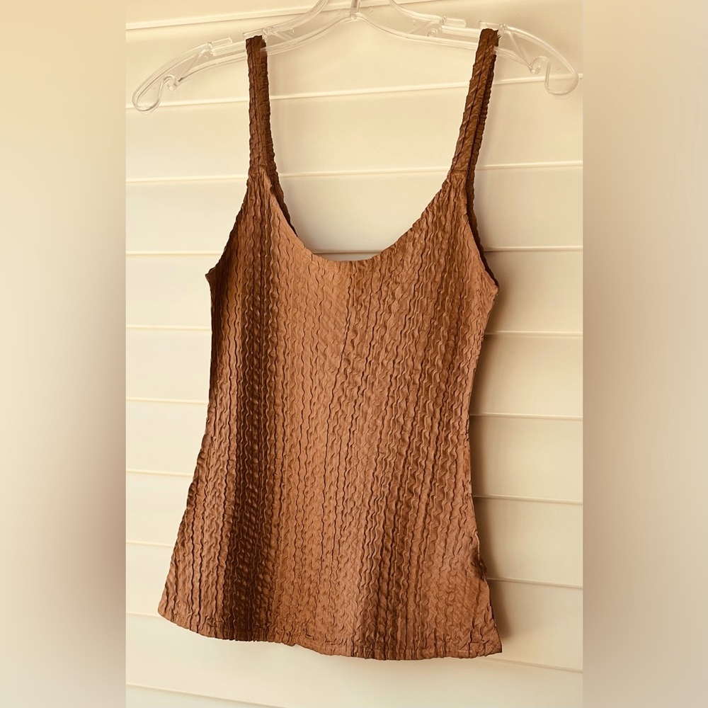 Women's Brownish Copper Textured Tank Top